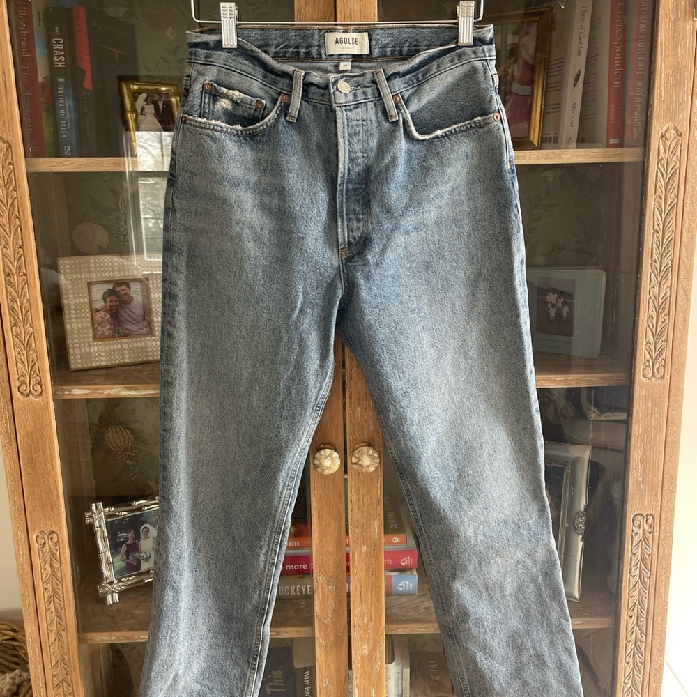 Agolde Lana Light Blue High-Rise Straight Denim Jeans